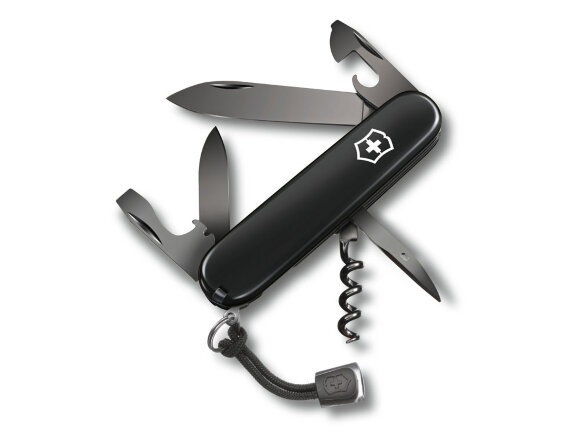 Нож перочинный VICTORINOX Spartan Onyx Black, 91 мм, 12 функций, чёрный, со шнурком в комплекте с нанесением логотипа