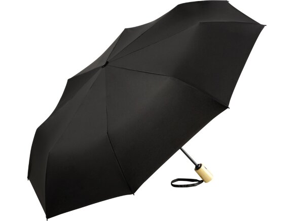 Зонт складной 5429 ÖkoBrella из бамбука, полуавтомат, черный с нанесением логотипа