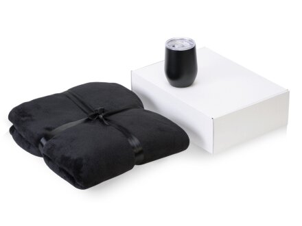 Подарочный набор Dreamy hygge 2.0 с пледом и термокружкой, черный Подарочный набор Dreamy hygge 2.0 с пледом и термокружкой, черный