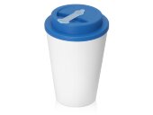 Пластиковый стакан Take away с двойными стенками и крышкой с силиконовым клапаном, 350 мл, белый/голубой Пластиковый стакан Take away с двойными стенками и крышкой с силиконовым клапаном, 350 мл, белый/голубой
