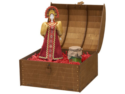 Подарочный набор: кукла фарфоровая, крем-мед, красный