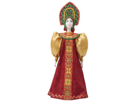 Подарочный набор: кукла фарфоровая, крем-мед, красный