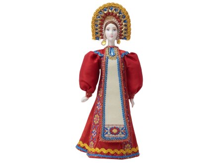 Подарочный набор: кукла фарфоровая, крем-мед, красный