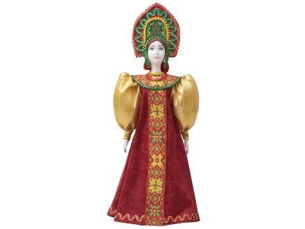 Подарочный набор: кукла фарфоровая, крем-мед, красный