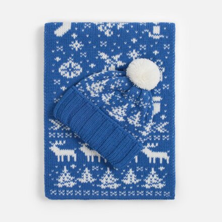 Шарф Holidale, синий с молочным Шарф Holidale, синий с молочным