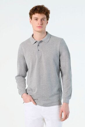 Рубашка поло мужская с длинным рукавом Star 170, белая Рубашка поло мужская с длинным рукавом Star 170, белая