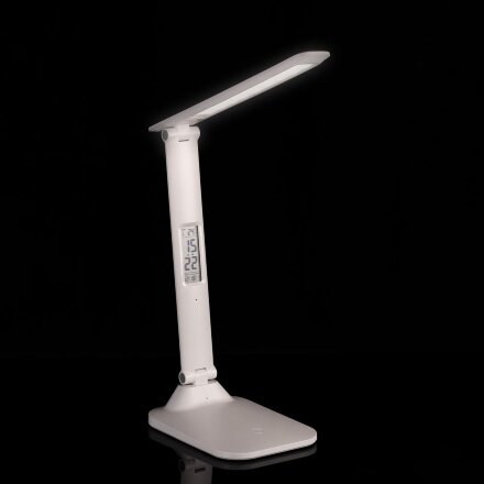 Настольная лампа с часами и календарем Office Torch ver.2, белая Настольная лампа с часами и календарем Office Torch ver.2, белая