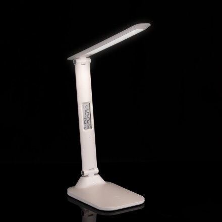 Настольная лампа с часами и календарем Office Torch ver.2, белая Настольная лампа с часами и календарем Office Torch ver.2, белая