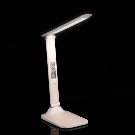 Настольная лампа с часами и календарем Office Torch ver.2, белая Настольная лампа с часами и календарем Office Torch ver.2, белая