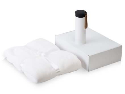 Подарочный набор с пледом, термосом Cozy hygge 2.0, белый