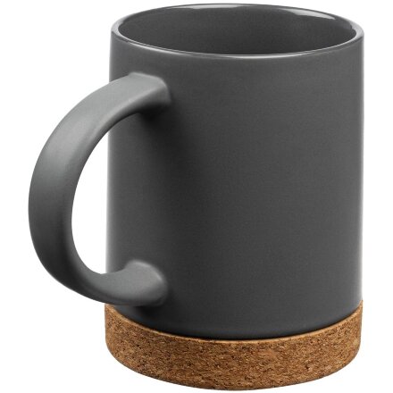 Кружка с пробковой подставкой Corky, серая