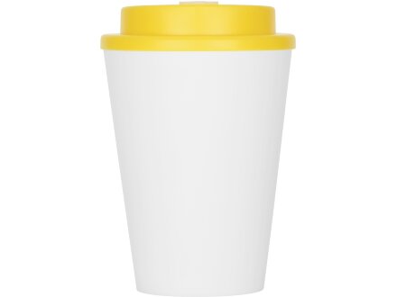 Пластиковый стакан Take away с двойными стенками и крышкой с силиконовым клапаном, 350 мл, белый/желтый