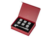 Набор для виски Skye со стальными охлаждающими камнями, щипцами, мешочком в коробке, кашированной картоном Набор для виски Skye со стальными охлаждающими камнями, щипцами, мешочком в коробке, кашированной картоном