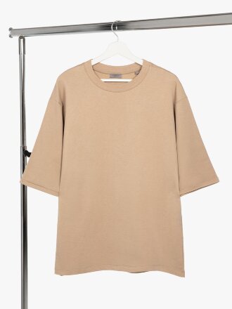 Футболка оверсайз унисекс Kosmos 2.0, бежевая Футболка оверсайз унисекс Kosmos 2.0, бежевая