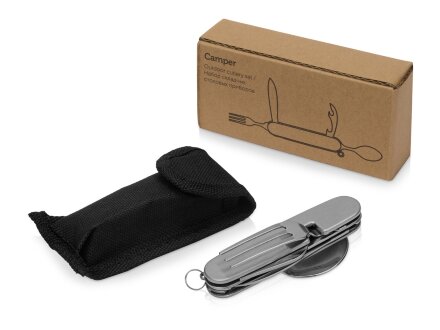 Приборы Camper 4 в 1 в чехле: вилка, ложка, нож, открывалка Приборы Camper 4 в 1 в чехле: вилка, ложка, нож, открывалка