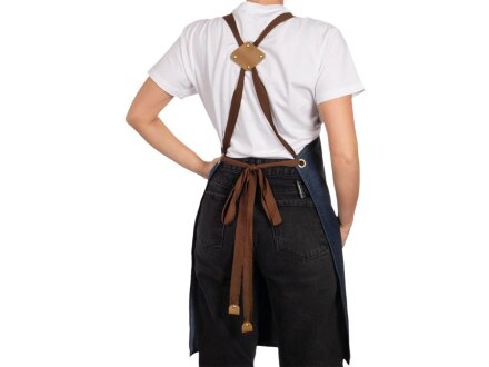 Джинсовый фартук с карманами Fry, синий Джинсовый фартук с карманами Fry, синий