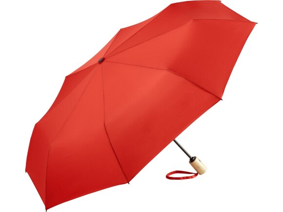 Зонт складной 5429 ÖkoBrella из бамбука, полуавтомат, красный с нанесением логотипа
