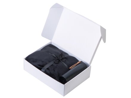 Подарочный набор с пледом, термосом Cozy hygge 2.0, черный