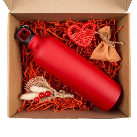 Коробка Grande, крафт с красным наполнением Коробка Grande, крафт с красным наполнением