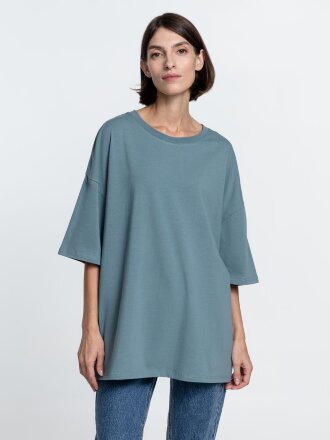 Футболка унисекс оверсайз Crosstown, серо-зеленая Футболка унисекс оверсайз Crosstown, серо-зеленая