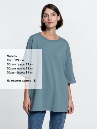 Футболка унисекс оверсайз Crosstown, серо-зеленая Футболка унисекс оверсайз Crosstown, серо-зеленая