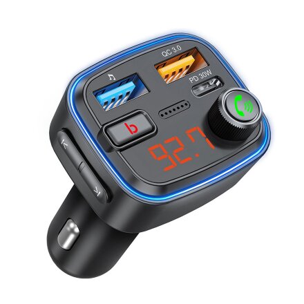 FM-трансмиттер Wave Pro, QC/PD, LED, 48Вт, ENC, Bass boost, черный, Deppa FM-трансмиттер Wave Pro, QC/PD, LED, 48Вт, ENC, Bass boost, черный, Deppa