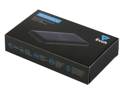 Внешний беспроводной аккумулятор с подсветкой лого Reserve X v.2, 8000 mAh, ярко-черный Внешний беспроводной аккумулятор с подсветкой лого Reserve X v.2, 8000 mAh, ярко-черный