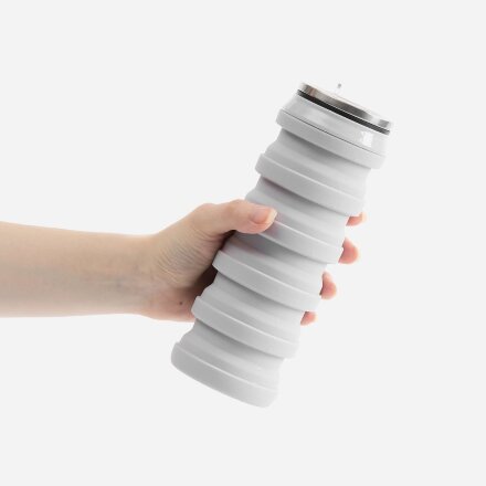 Складная бутылка для воды Folla, серая Складная бутылка для воды Folla, серая