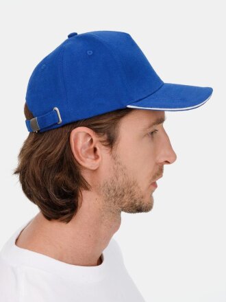 Бейсболка Long Beach, ярко-синяя с белым Бейсболка Long Beach, ярко-синяя с белым