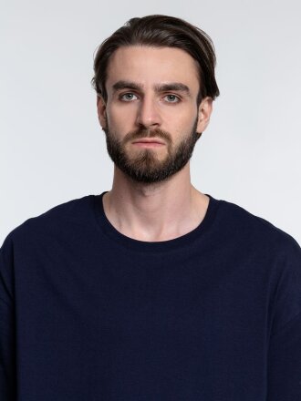 Футболка унисекс оверсайз Crosstown, темно-синяя Футболка унисекс оверсайз Crosstown, темно-синяя