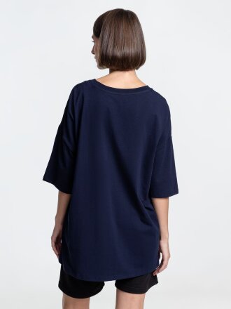 Футболка унисекс оверсайз Crosstown, темно-синяя Футболка унисекс оверсайз Crosstown, темно-синяя