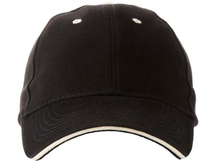 Бейсболка New Castle 6-ти панельная, черный/натуральный Бейсболка New Castle 6-ти панельная, черный/натуральный