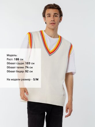 Жилет оверсайз унисекс Cornell в сумке, молочно-белый Жилет оверсайз унисекс Cornell в сумке, молочно-белый