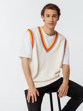 Жилет оверсайз унисекс Cornell в сумке, молочно-белый Жилет оверсайз унисекс Cornell в сумке, молочно-белый