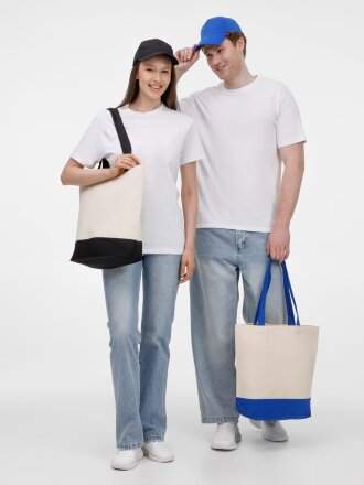 Холщовая сумка Shopaholic, ярко-синяя Холщовая сумка Shopaholic, ярко-синяя