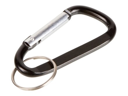 Брелок-карабин из переработанного алюминия Alumina, черный Брелок-карабин из переработанного алюминия Alumina, черный