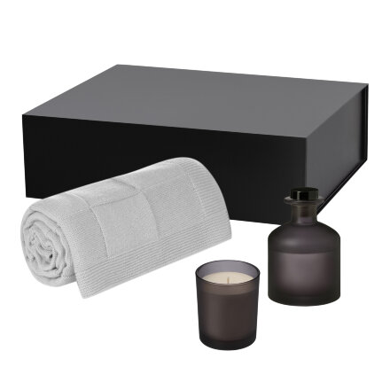 Подарочный набор Enigma, Cella Soft, серый (свеча, диффузор, плед)