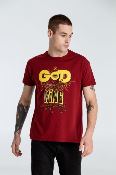 Футболка A God is High, гранатово-красная с нанесением логотипа
