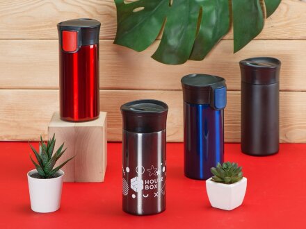 Вакуумная термокружка с кнопкой Upgrade, Waterline, тубус, красный Вакуумная термокружка с кнопкой Upgrade, Waterline, тубус, красный