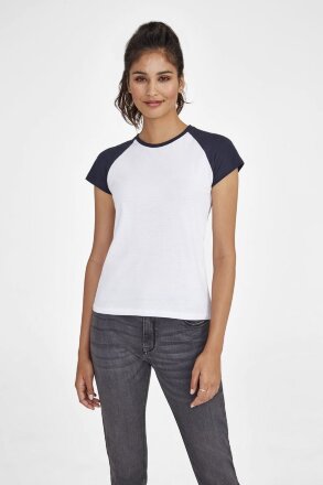 Футболка женская Milky 150, белая с оранжевым Футболка женская Milky 150, белая с оранжевым