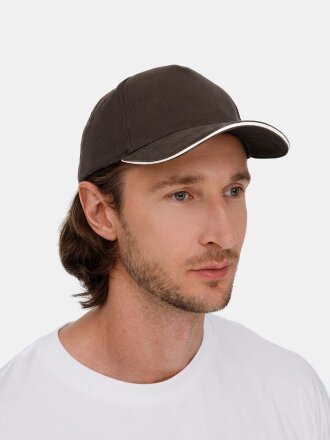 Бейсболка Long Beach, коричневая с бежевым Бейсболка Long Beach, коричневая с бежевым