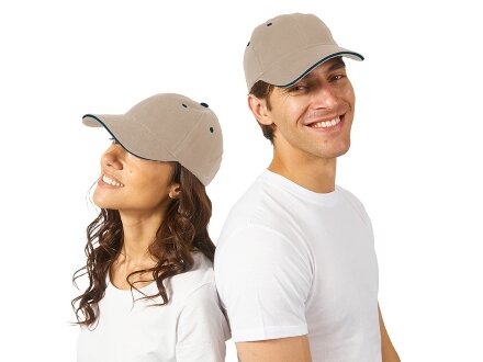 Бейсболка New Castle 6-ти панельная, натуральный/синий Бейсболка New Castle 6-ти панельная, натуральный/синий