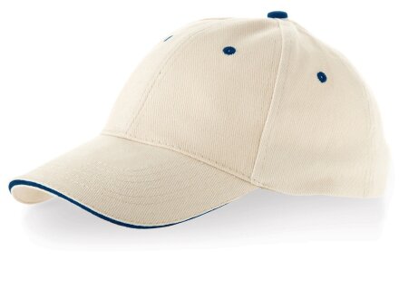 Бейсболка New Castle 6-ти панельная, натуральный/синий Бейсболка New Castle 6-ти панельная, натуральный/синий