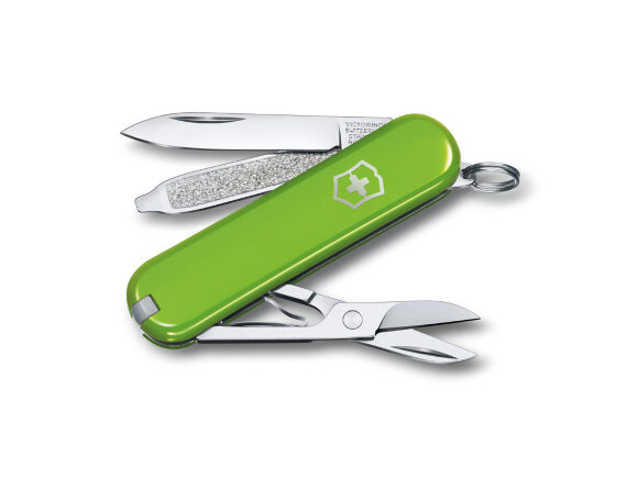 Нож-брелок VICTORINOX Classic SD Colors Smashed Avocado, 58 мм, 7 функций, салатовый с нанесением логотипа