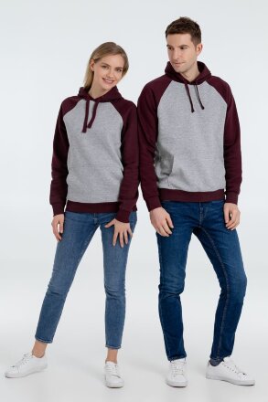 Толстовка унисекс Seattle, серый меланж с бордовым Толстовка унисекс Seattle, серый меланж с бордовым