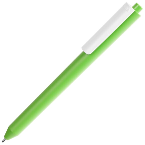 Ручка шариковая Pigra P03 Mat, светло-зеленая с белым с нанесением логотипа