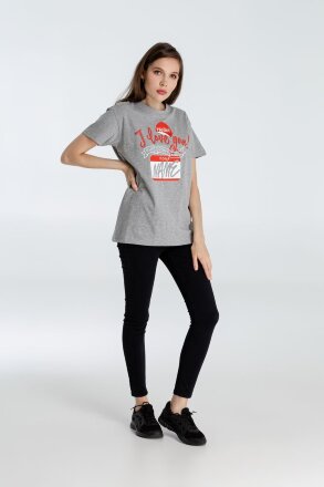 Футболка Hello! I Love You!, серый меланж Футболка Hello! I Love You!, серый меланж