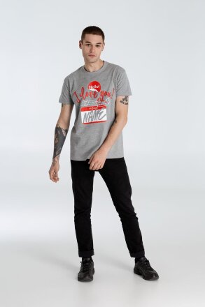 Футболка Hello! I Love You!, серый меланж Футболка Hello! I Love You!, серый меланж