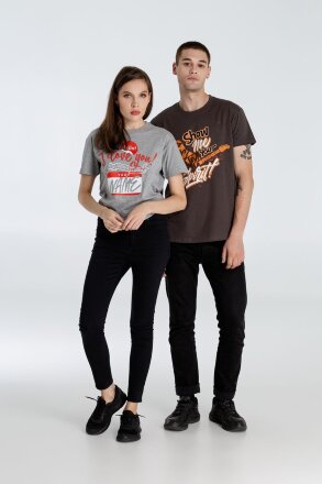 Футболка Hello! I Love You!, серый меланж Футболка Hello! I Love You!, серый меланж