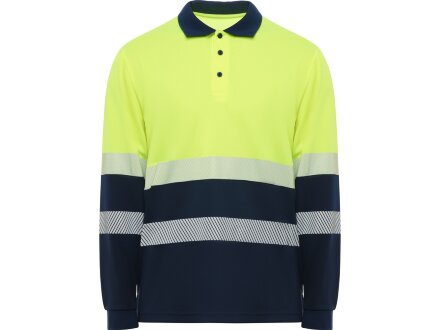 Поло Vega мужское c длинным рукавом, нэйви/неоновый желтый Поло Vega мужское c длинным рукавом, нэйви/неоновый желтый